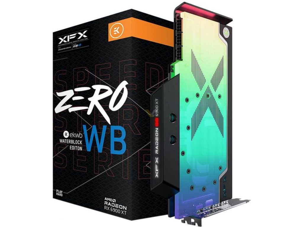 شرکت XFX به تازگی یک کارت گرافیک پرچمدار و حرفه ای را با خنک کننده مایع رونمایی کرده است که در ادامه با آن آشنا خواهیم شد. با کارت گرافیک زیبا و قدرتمند XFX RX 6900 XT Zero WB آشنا شوید. شرکت چینی XFX از متهمان تراز اول در زمینه فروش کارت های گرافیک خود به ماینرها بوده و در زمینه کاملا سکوت کرده است. به هر حال این شرکت چینی منافع خود را به گیمرها و مشتریان دیرین خود ترجیح داده است. حال این شرکت برای کاهش اخبار منفی خود اقدام به معرفی یک کارت گرافیک پرچمدار کرده است. کارت گرافیک XFX RX 6900 XT Zero WB که با تراشه RX 6900 XT عرضه شده و در سیستم هایی با خنک کننده مایع نصب می شود. به بیان ساده تر، این کارت گرافیک باید در کامپیوترهایی نصب شود که دارای سیکل خنک کننده مایع و لوله کشی آنها باشند. RX 6900 XT Zero WB در حال حاضر یکی از سریع ترین کارت های Radeon در بازار است. این کارت گرافیک از خنک کننده ساخت شرکت EK بهره می برد. شرکت EK یک کمپانی مستقر در اسلوونی است که به ساخت خنک کننده های مایع و محصولات مشابه می پردازد. حتی خنک کننده های اختصاصی مبتنی بر SSD M.2. کارت گرافیک XFX RX 6900 XT Zero WB با روشنایی ARGB همراه است. کاربران می توانند روشنایی ARGB را با مادربردها سازگار کرده و یا به صورت مجزا با نرم افزار اختصاصی کنترل نمایند. پایه بلوک یا همان محل نصب از CNC ساخته شده از مس الکترولیتی با روکش نیکل و رویه آن از CNC از اکریلیک شیشه ای ساخته شده است. آب بندی توسط حلقه های EPDM O-Rings با کیفیت بالا تضمین می شود. کارت گرافیک XFX RX 6900 XT Zero WB دارای یک مدار چاپی یا PCB کاملا سفارشی است.  نیروی مورد نیاز این کارت گرافیک از سه درگاه 8 پین تامین می شود. شخصات مرجع RX 6900 XT به 300 وات قدرت نیاز دارد، در حالی که اکثر طرح های مبتنی بر Navi 21 XTXH ، مانند Zero WB به راحتی از 350W فراتر می روند. XFX RX 6900 XT Zero WB دارای یک اورکلاک اساسی بوده و فرکانس پایه آن با 21.2 درصد اورکلاک به 2200 مگاهرتز رسیده و فرکانس بوست نیز با اورکلاک 12.2 درصدی به 2525 مگاهرتز رسیدشرکت XFX به تازگی یک کارت گرافیک پرچمدار و حرفه ای را با خنک کننده مایع رونمایی کرده است که در ادامه با آن آشنا خواهیم شد. با کارت گرافیک زیبا و قدرتمند XFX RX 6900 XT Zero WB آشنا شوید. شرکت چینی XFX از متهمان تراز اول در زمینه فروش کارت های گرافیک خود به ماینرها بوده و در زمینه کاملا سکوت کرده است. به هر حال این شرکت چینی منافع خود را به گیمرها و مشتریان دیرین خود ترجیح داده است. حال این شرکت برای کاهش اخبار منفی خود اقدام به معرفی یک کارت گرافیک پرچمدار کرده است. کارت گرافیک XFX RX 6900 XT Zero WB که با تراشه RX 6900 XT عرضه شده و در سیستم هایی با خنک کننده مایع نصب می شود. به بیان ساده تر، این کارت گرافیک باید در کامپیوترهایی نصب شود که دارای سیکل خنک کننده مایع و لوله کشی آنها باشند. RX 6900 XT Zero WB در حال حاضر یکی از سریع ترین کارت های Radeon در بازار است. این کارت گرافیک از خنک کننده ساخت شرکت EK بهره می برد. شرکت EK یک کمپانی مستقر در اسلوونی است که به ساخت خنک کننده های مایع و محصولات مشابه می پردازد. حتی خنک کننده های اختصاصی مبتنی بر SSD M.2. کارت گرافیک XFX RX 6900 XT Zero WB با روشنایی ARGB همراه است. کاربران می توانند روشنایی ARGB را با مادربردها سازگار کرده و یا به صورت مجزا با نرم افزار اختصاصی کنترل نمایند. پایه بلوک یا همان محل نصب از CNC ساخته شده از مس الکترولیتی با روکش نیکل و رویه آن از CNC از اکریلیک شیشه ای ساخته شده است. آب بندی توسط حلقه های EPDM O-Rings با کیفیت بالا تضمین می شود. کارت گرافیک XFX RX 6900 XT Zero WB دارای یک مدار چاپی یا PCB کاملا سفارشی است.  نیروی مورد نیاز این کارت گرافیک از سه درگاه 8 پین تامین می شود. شخصات مرجع RX 6900 XT به 300 وات قدرت نیاز دارد، در حالی که اکثر طرح های مبتنی بر Navi 21 XTXH ، مانند Zero WB به راحتی از 350W فراتر می روند. XFX RX 6900 XT Zero WB دارای یک اورکلاک اساسی بوده و فرکانس پایه آن با 21.2 درصد اورکلاک به 2200 مگاهرتز رسیده و فرکانس بوست نیز با اورکلاک 12.2 درصدی به 2525 مگاهرتز رسیده است. ه است. 