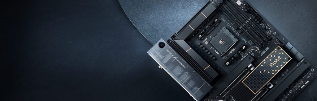 AMD X570 Ryzen AM4 ATX content creation motherboard with PCIe® 4.0, passive PCH cooling design, dual Thunderbolt™ 4 Type-C ports, 10 Gb & 2.5 Gb onboard Ethernet, WiFi 6E, three M.2 with heatsinks, USB 3.2 Gen 2 and advanced security management