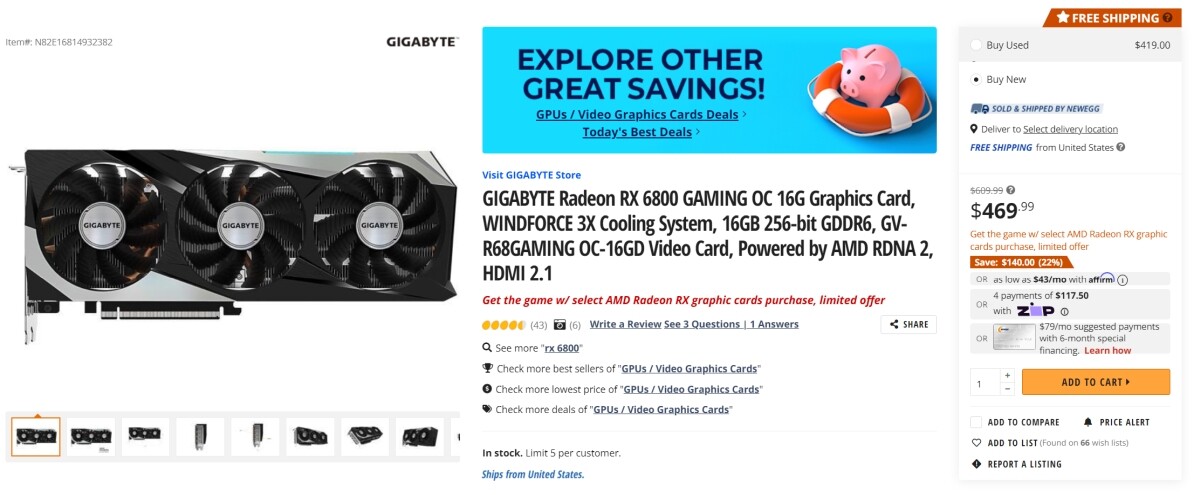 قیمت کارت های گرافیک Radeon RX 6000