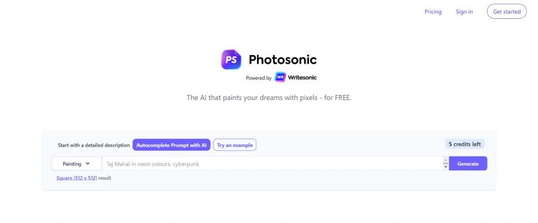 ابزار هوش مصنوعی PhotoSonic