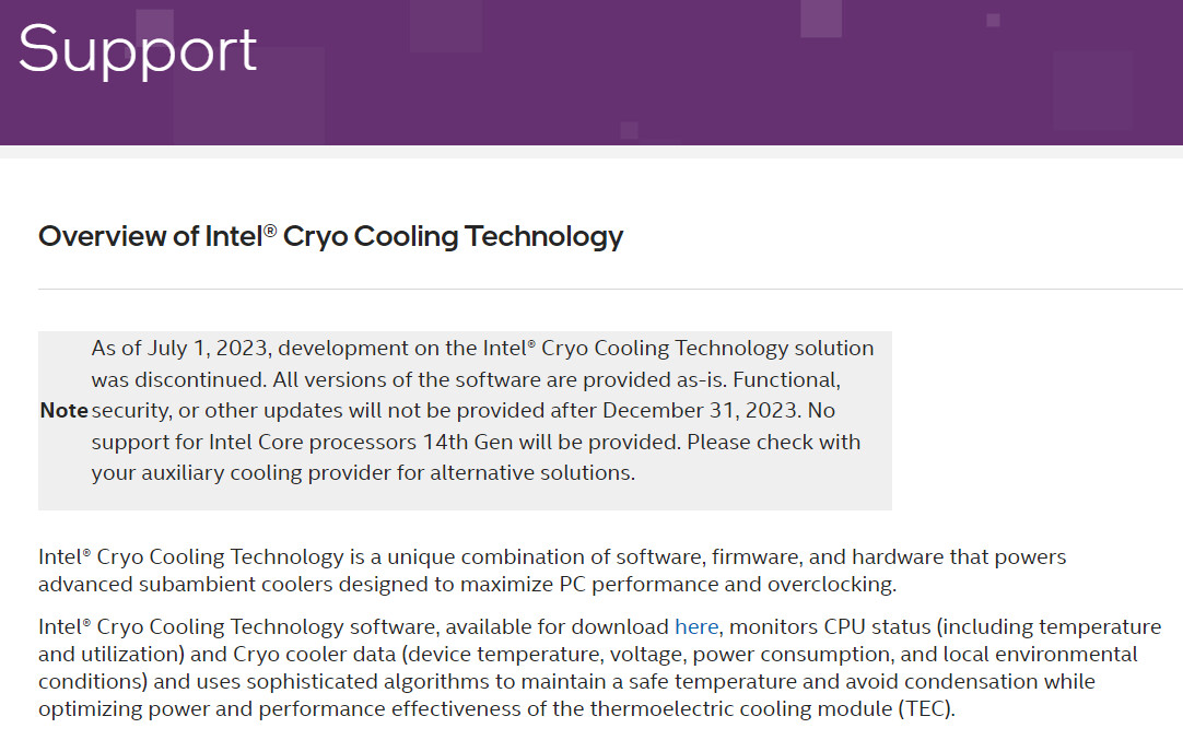 Intel Cryo Cooling