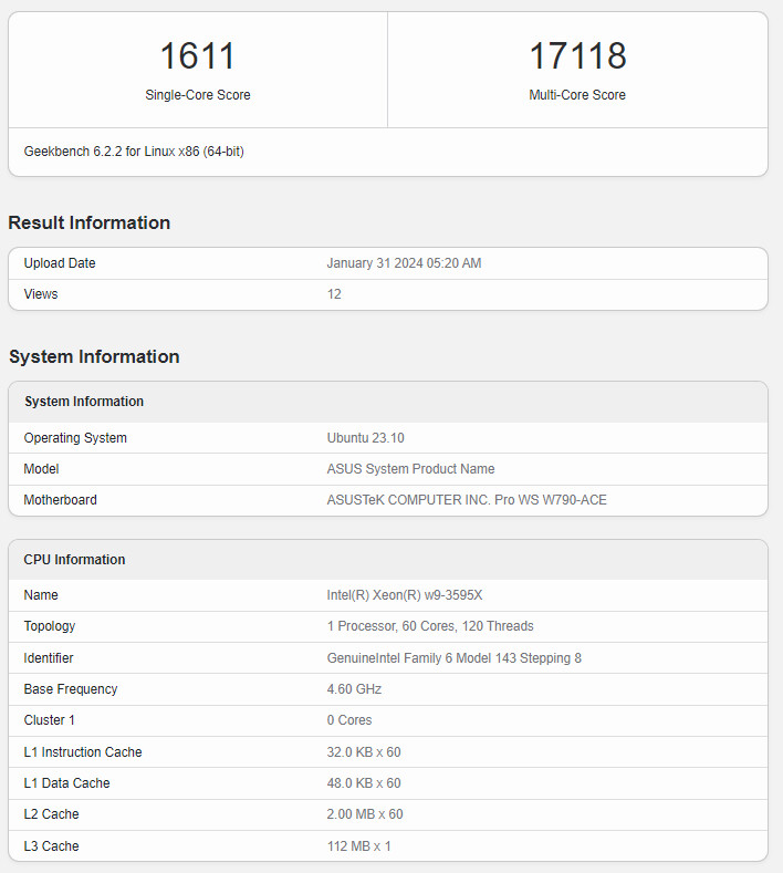 پردازنده 60 هسته‌ای Xeon W9-3595X