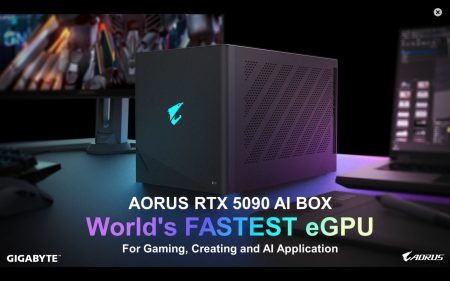 گیگابایت AORUS RTX 5090 AI Box، سریع‌ترین کارت گرافیک اکسترنال Thunderbolt 5 با خنک‌کننده آبی برای لپ‌تاپ‌ها