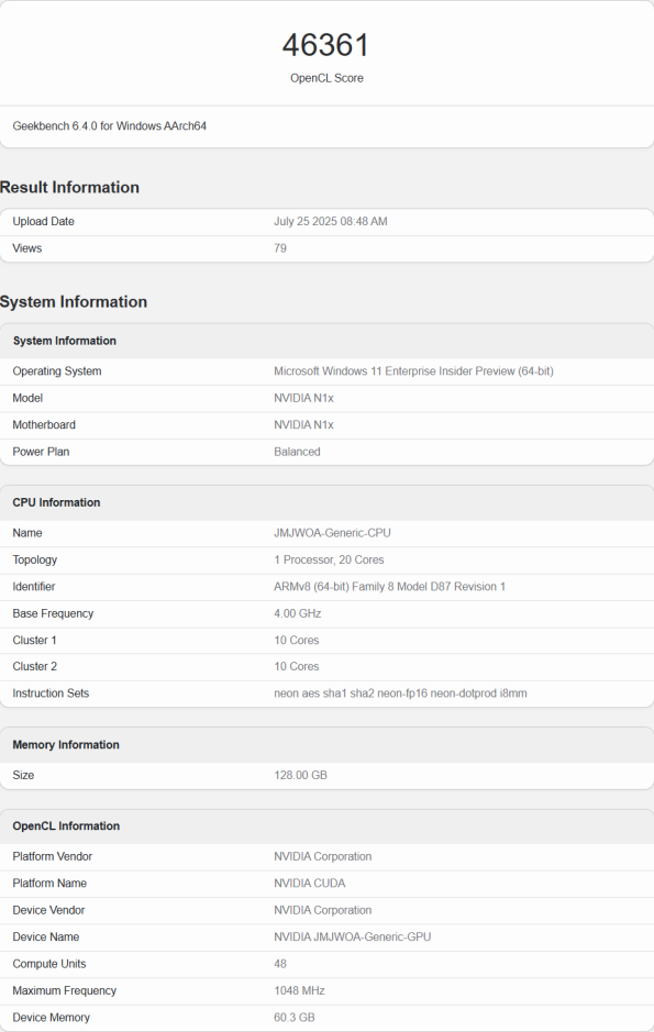 معرفی Nvidia N1X SoC با ۶۱۴۴ هسته Blackwell