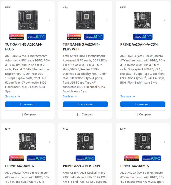 مادربردهای مقرون‌به‌صرفه A620A ایسوس انتخاب هوشمند برای سیستم‌های AM5 اقتصادی