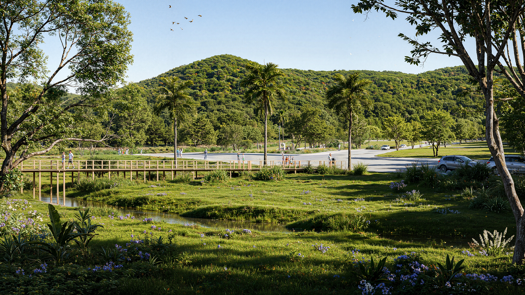 هوش مصنوعی (AI) در D5 Render 3: نمایش قابلیت AI Scene Match که به کاربران امکان میدهد با توصیف متنی، اتمسفر دلخواه را در صحنه ایجاد کنند - D5 Render 3.