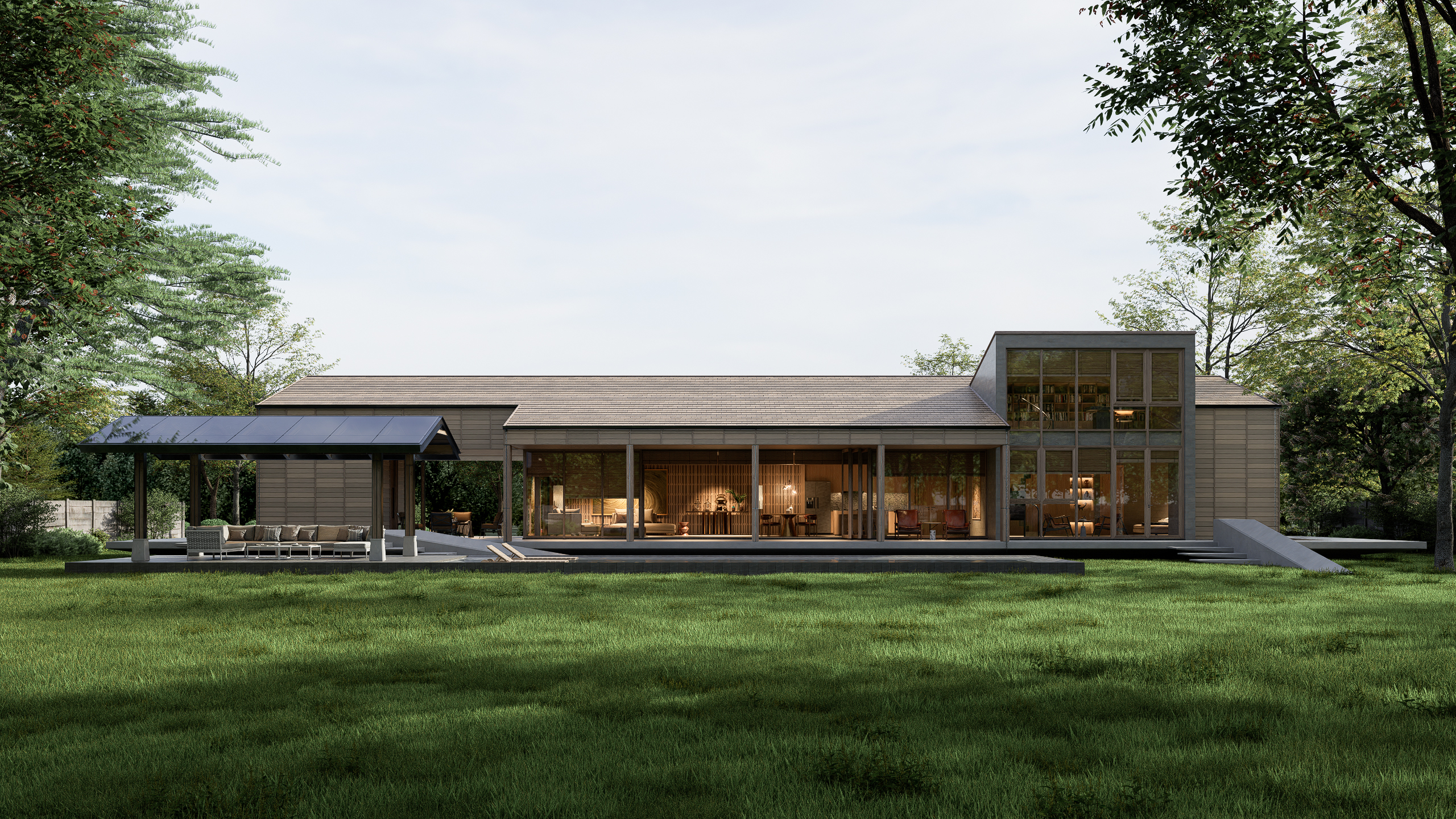 هوش مصنوعی (AI) در D5 Render 3: نمایش قابلیت AI Scene Match که به کاربران امکان میدهد با توصیف متنی، اتمسفر دلخواه را در صحنه ایجاد کنند - D5 Render 3.