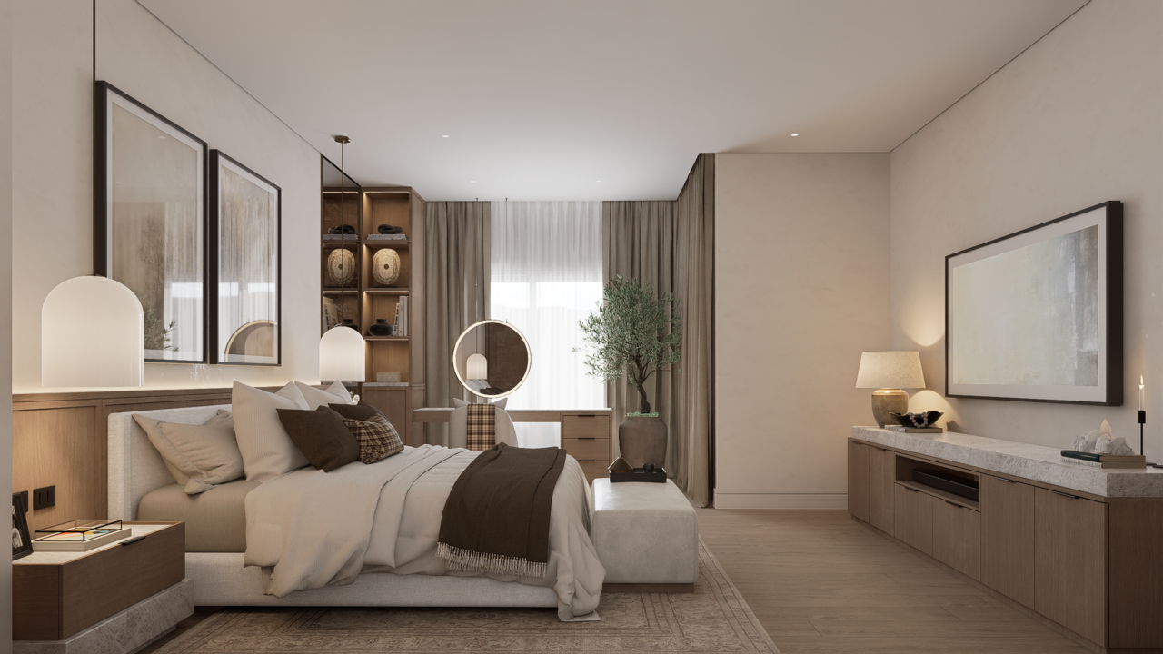 نورپردازی جهانی (GI) در D5 Render 3: مقایسهای بین رندرینگ سنتی و رندرینگ با استفاده از تکنولوژی D5 GI، نشان دهنده دقت و سرعت بالای نورپردازی در D5 Render 3.