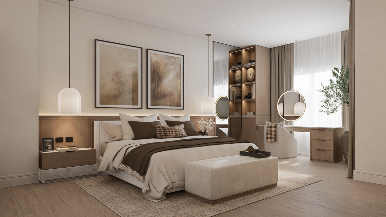 رندر معماری فوتورئالیستی با D5 Render 3: تصویری از یک ویلای مدرن با نورپردازی طبیعی خیرهکننده و جزئیات بینظیر که توسط موتور رندرینگ D5 Render 3 ایجاد شده است.