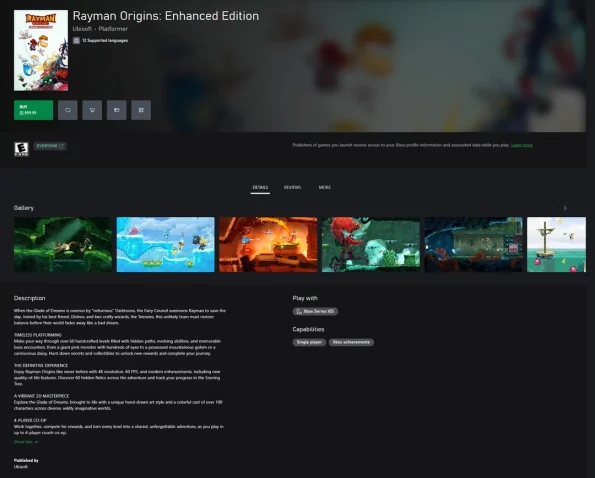 نسخه ریمستر Rayman Origins در فروشگاه ایکسباکس با قیمت عجیب ۲۰۰۰ دلاری!