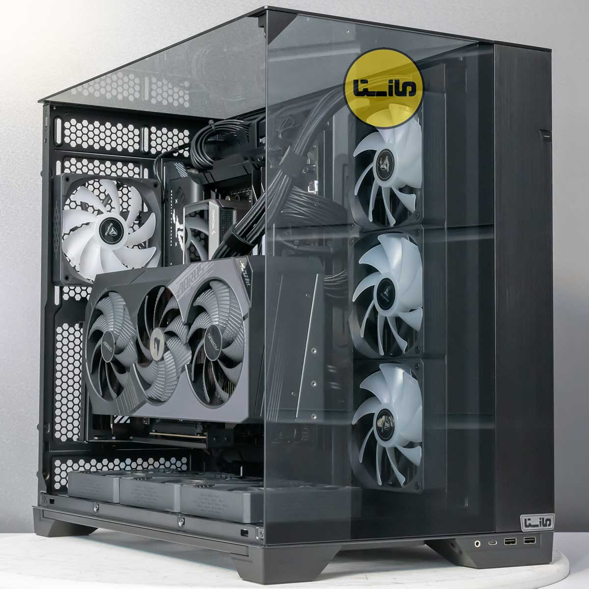 کیس-گیمینگ-لیان-لی-o11-ویژن-با-کارت-گرافیک-5080-aorus-گیگابایت-کولر-مایع-میستیک-دیپ-کول-مانیتور-دار-گارانتی-مازستا-سیستم-گیمینگ-سیستم-رندرینگ-01