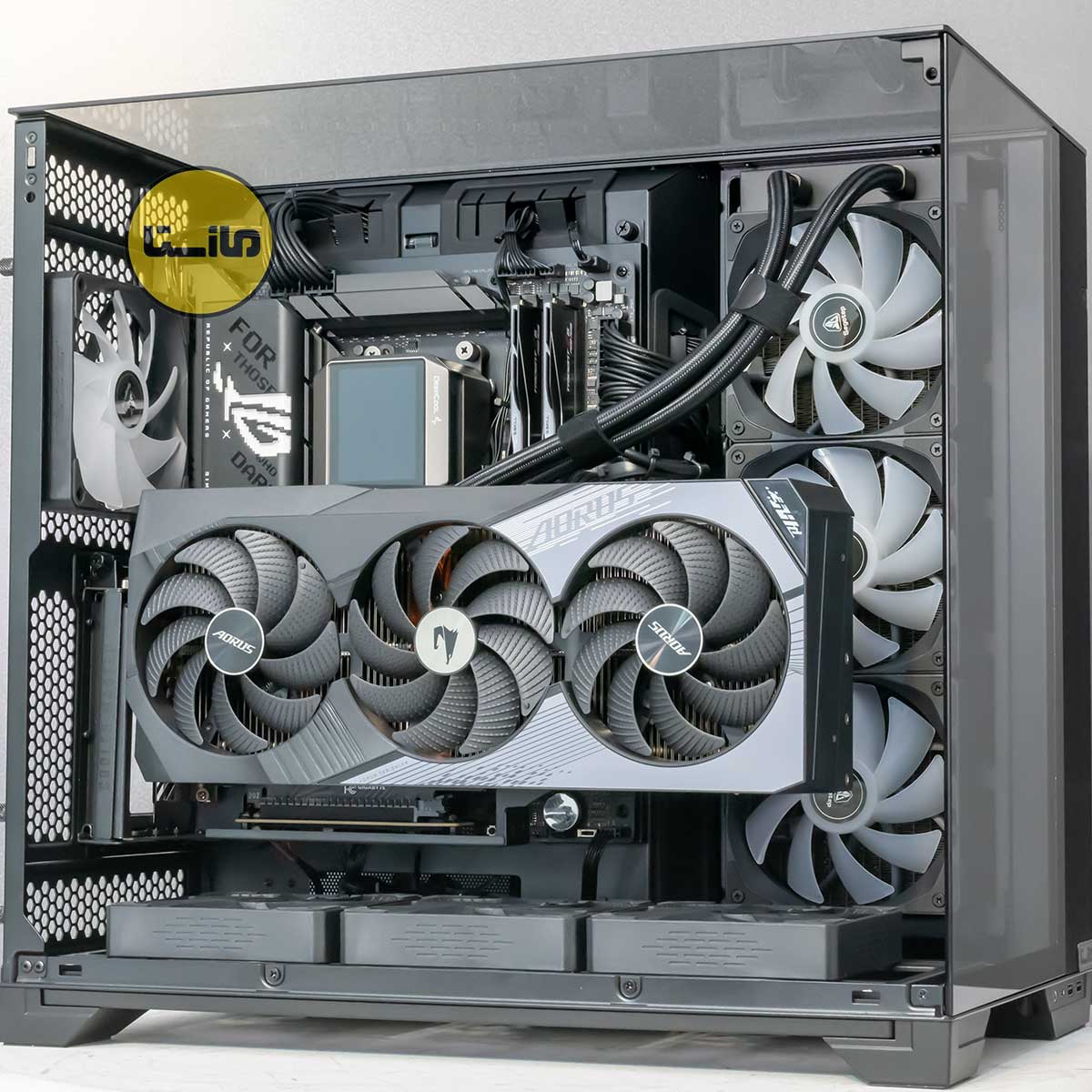 کیس-گیمینگ-لیان-لی-o11-ویژن-با-کارت-گرافیک-5080-aorus-گیگابایت-کولر-مایع-میستیک-دیپ-کول-مانیتور-دار-گارانتی-مازستا-سیستم-گیمینگ-سیستم-رندرینگ-02