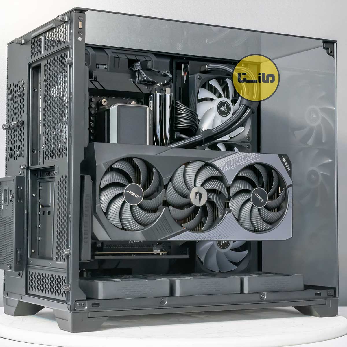 کیس-گیمینگ-لیان-لی-o11-ویژن-با-کارت-گرافیک-5080-aorus-گیگابایت-کولر-مایع-میستیک-دیپ-کول-مانیتور-دار-گارانتی-مازستا-سیستم-گیمینگ-سیستم-رندرینگ-03