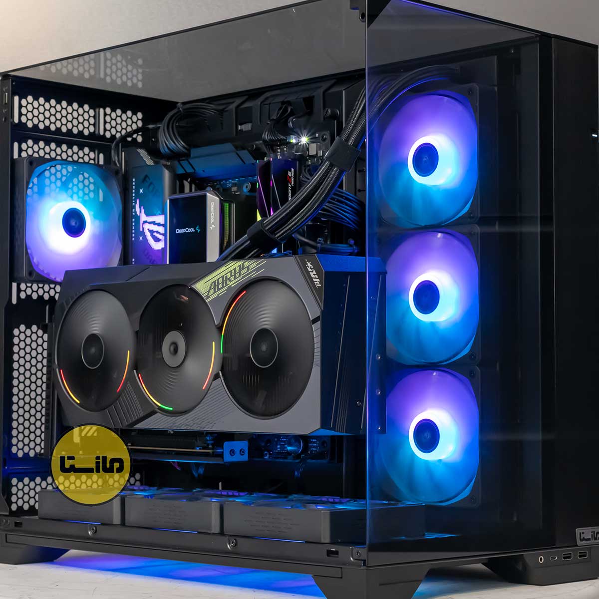 کیس-گیمینگ-لیان-لی-o11-ویژن-با-کارت-گرافیک-5080-aorus-گیگابایت-کولر-مایع-میستیک-دیپ-کول-مانیتور-دار-گارانتی-مازستا-سیستم-گیمینگ-سیستم-رندرینگ-08