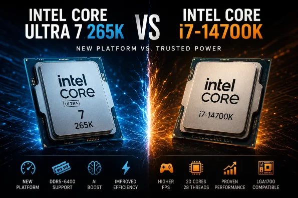 مقایسه Intel Core Ultra 7 265K و Intel Core i7 14700K در افترافکت